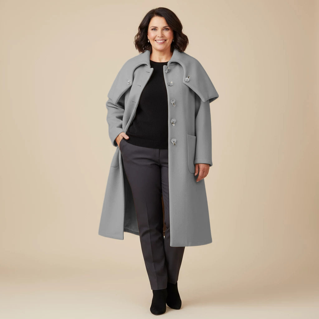 A-lijn jas van dikke fleece met vouwkraag – Boris Industries