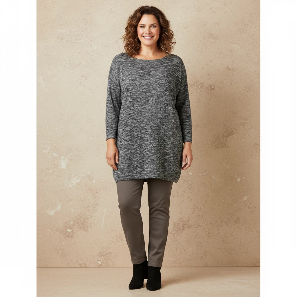 Борис Индастриз Широкий Свитер Черно-Белый Меланж