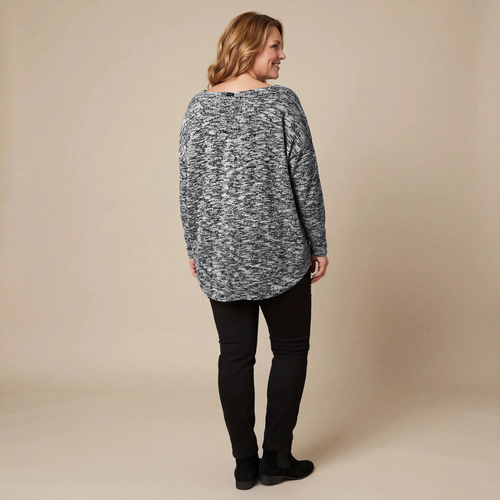 Boris Industries Pull Large Noir-Blanc Mélangé