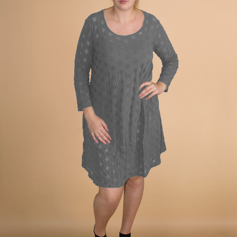 Jurk A-Lijn Met Balletjesprint En 3/4 Mouwen – Boris Industries