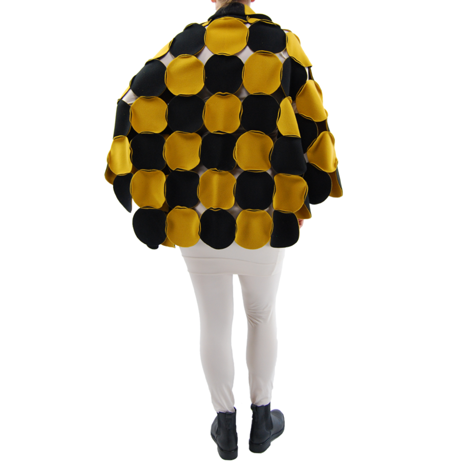 Fleece cirkelponcho met gestikte cirkels – Boris Industries