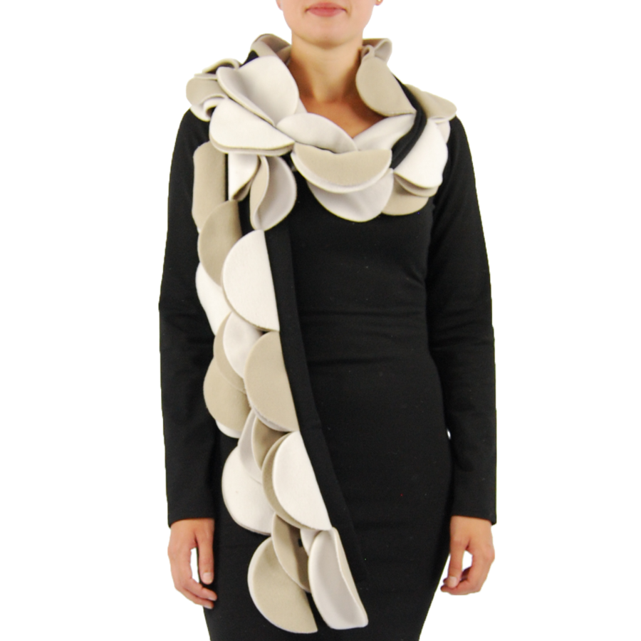 Zwarte fleece sjaal met opgestikte cirkels – Boris Industries