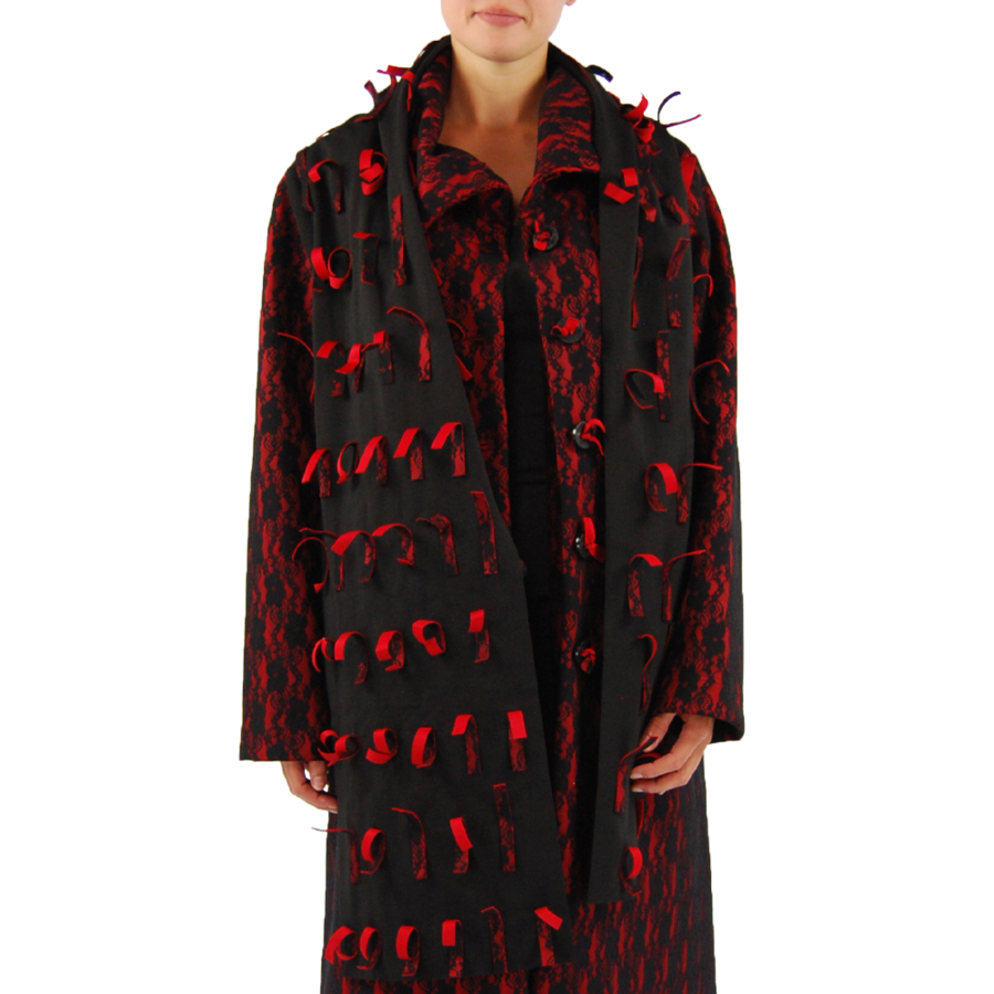 Lichte zwarte sjaal met decoratieve kantstroken – Boris Industries