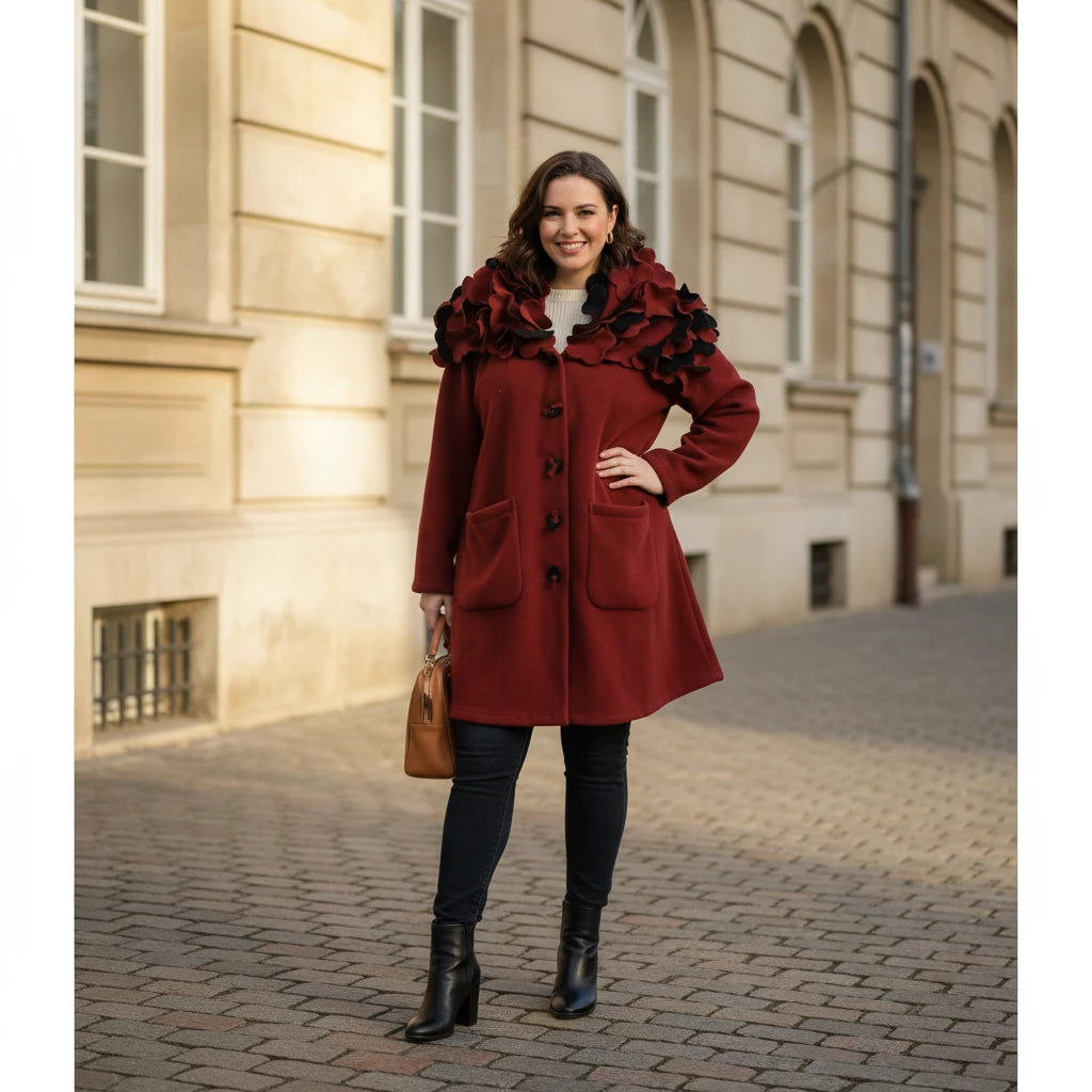 Fleece jas 3/4 met bloemenkraag – Boris Industries