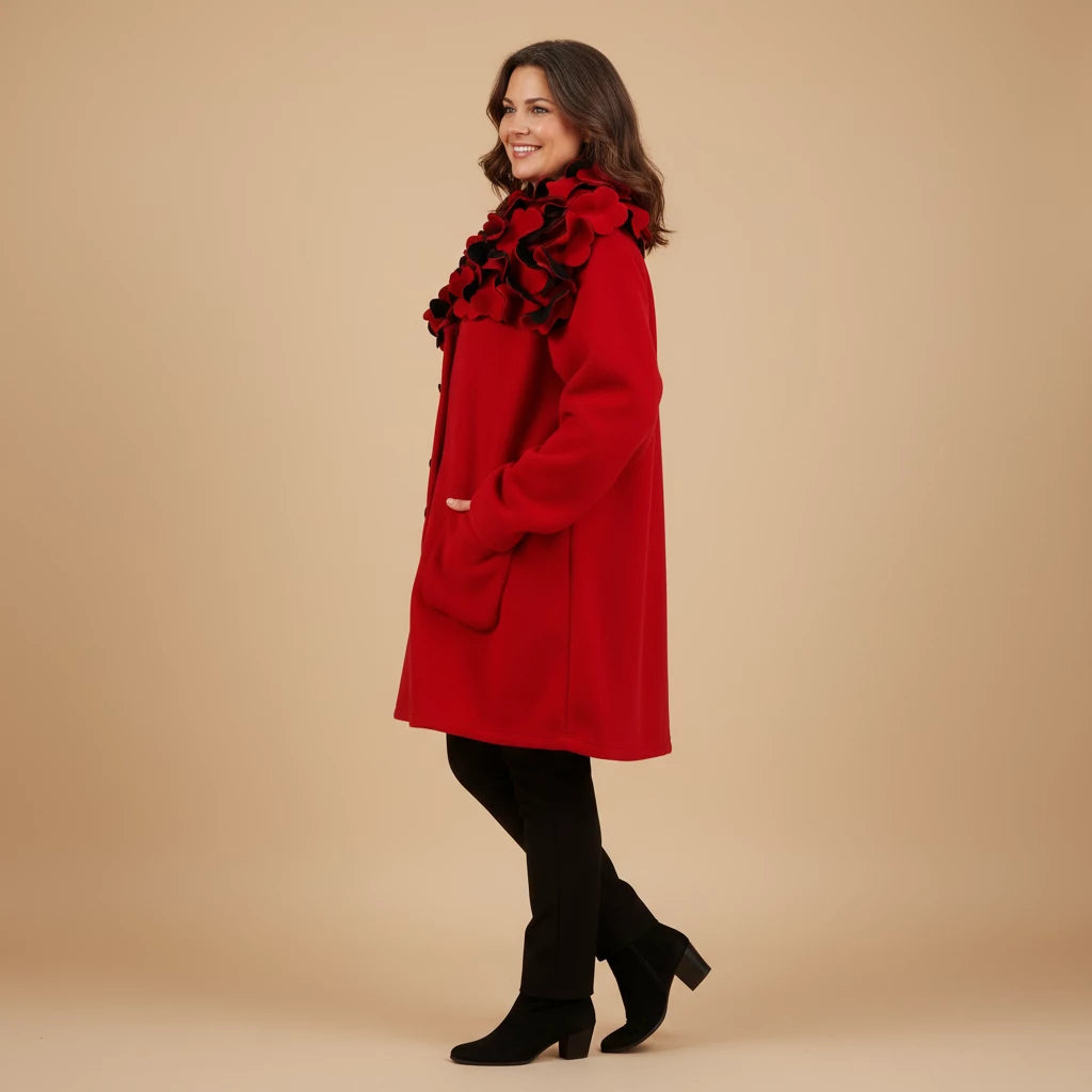 Fleece jas 3/4 met bloemenkraag – Boris Industries