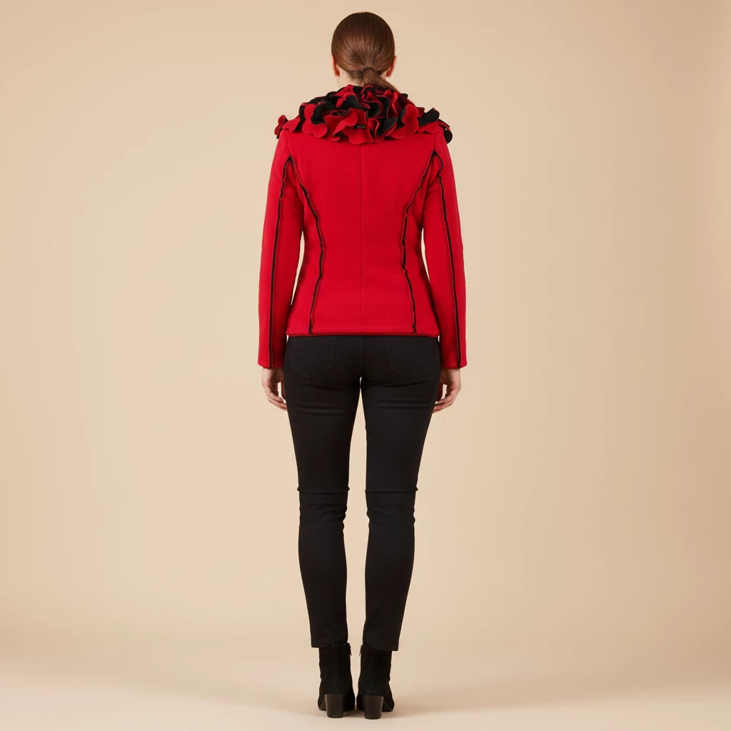 Getailleerd fleece jasje met bloemenkraag – Boris Industries