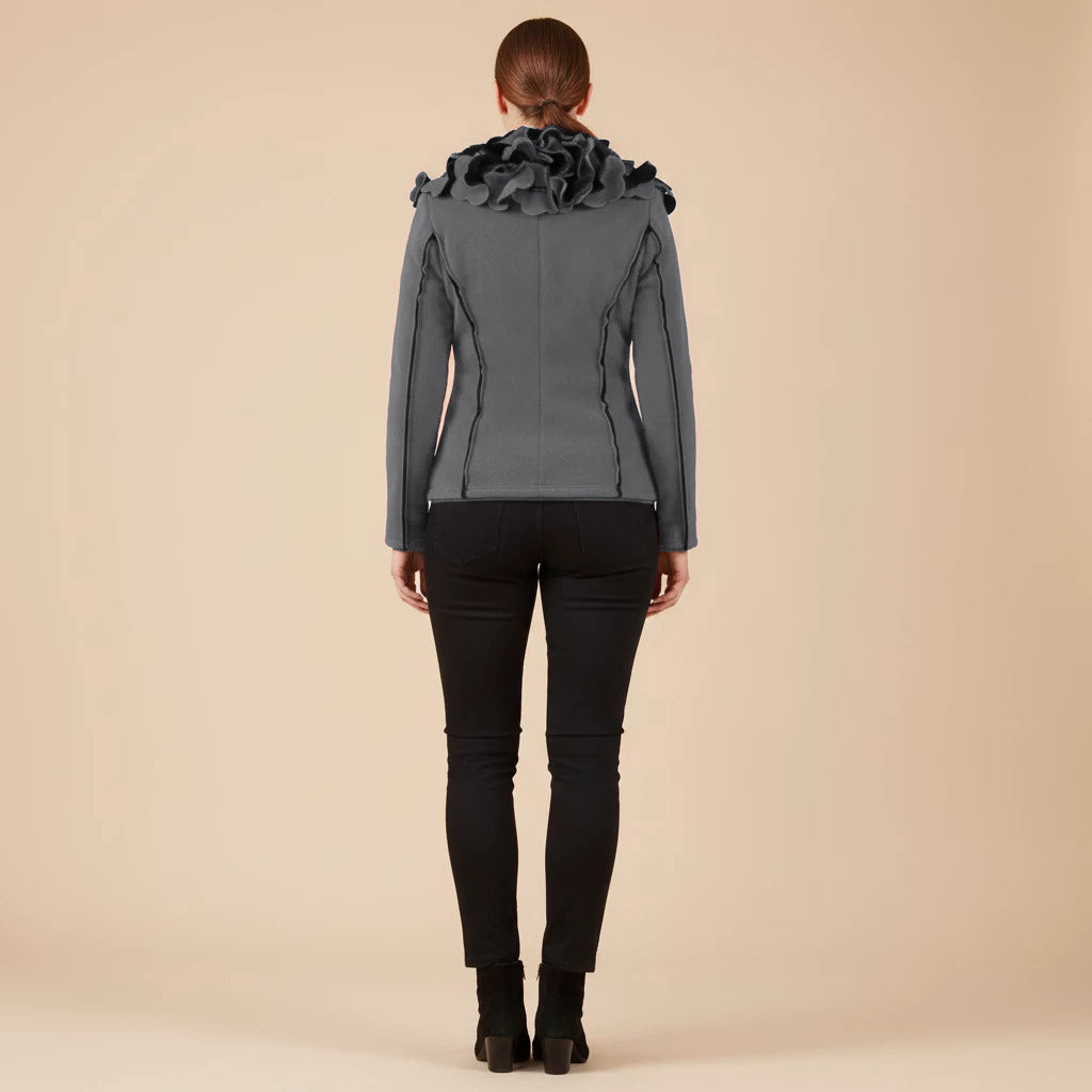 Boris Industries Giacca Fleece Corto con Collo a Fiori