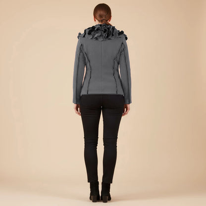 Boris Industries Giacca Fleece Corto con Collo a Fiori