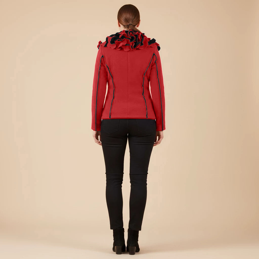 Boris Industries Giacca Fleece Corto con Collo a Fiori