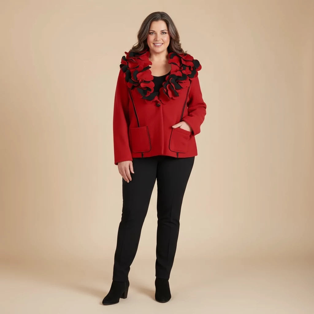 Getailleerd fleece jasje met bloemenkraag – Boris Industries