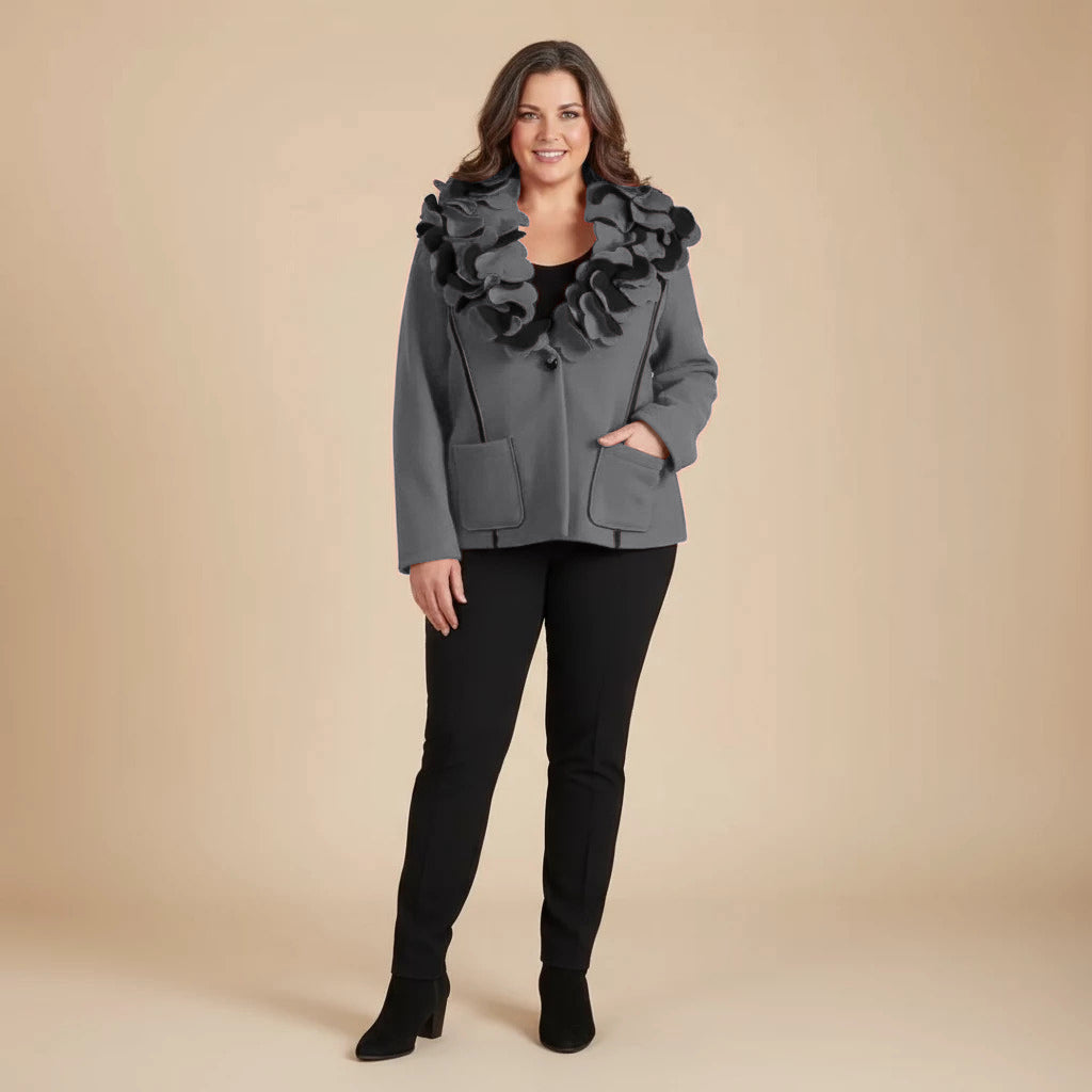 Boris Industries Giacca Fleece Corto con Collo a Fiori