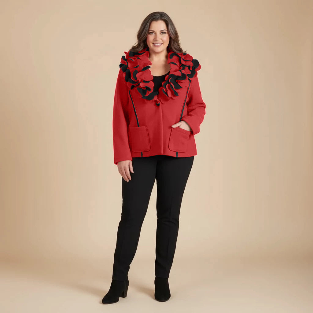 Boris Industries Giacca Fleece Corto con Collo a Fiori