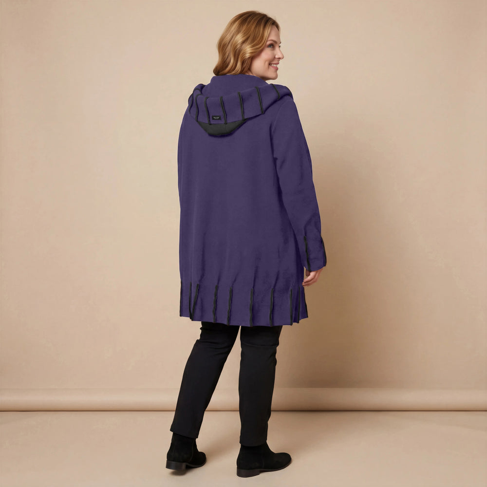 Jas van fleece met capuchonkraag & contrastnaden | Boris Industries