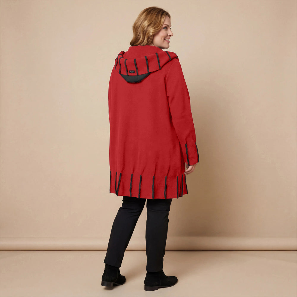 Jas van fleece met capuchonkraag & contrastnaden | Boris Industries