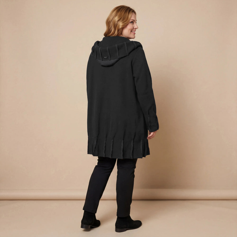 Jas van fleece met capuchonkraag & contrastnaden | Boris Industries