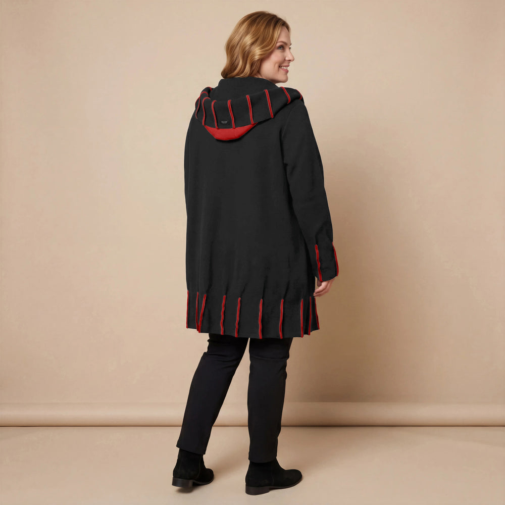 Jas van fleece met capuchonkraag & contrastnaden | Boris Industries