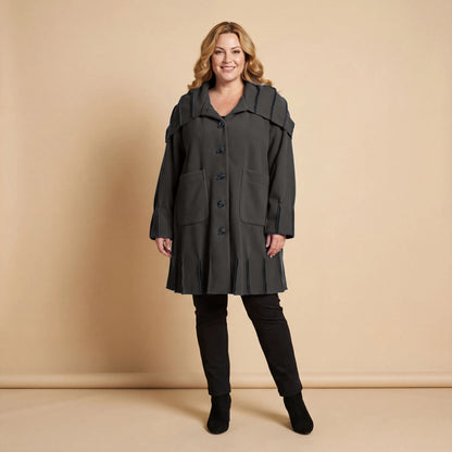 Jas van fleece met capuchonkraag & contrastnaden | Boris Industries