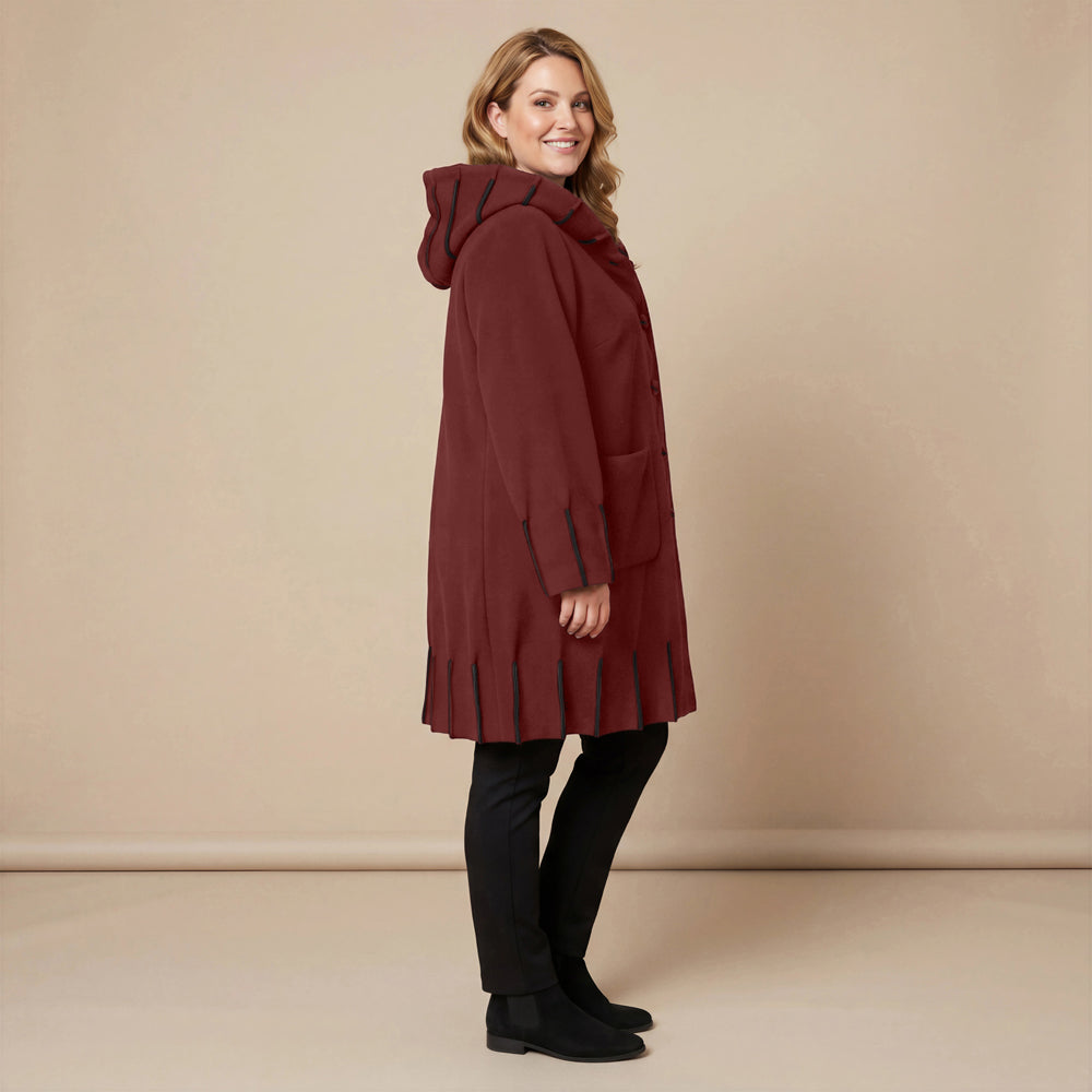 Jas van fleece met capuchonkraag & contrastnaden | Boris Industries