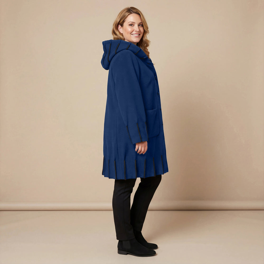 Jas van fleece met capuchonkraag & contrastnaden | Boris Industries