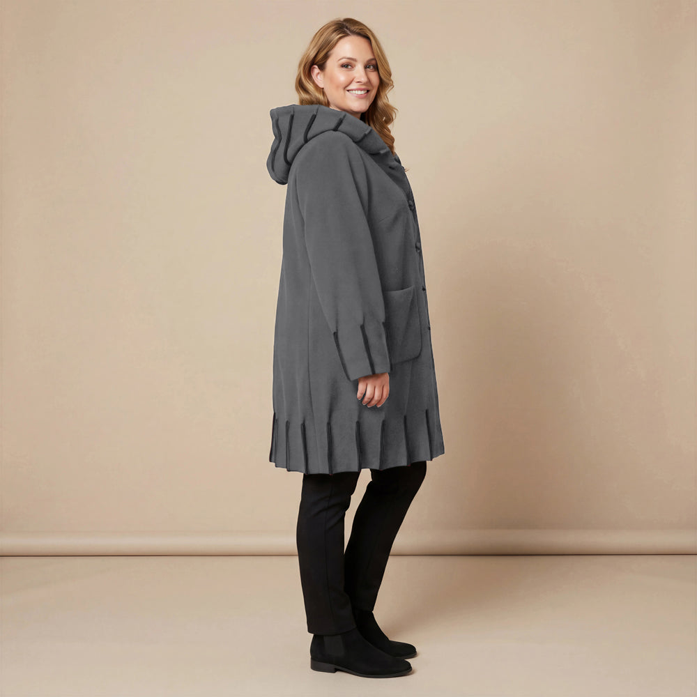 Jas van fleece met capuchonkraag & contrastnaden | Boris Industries