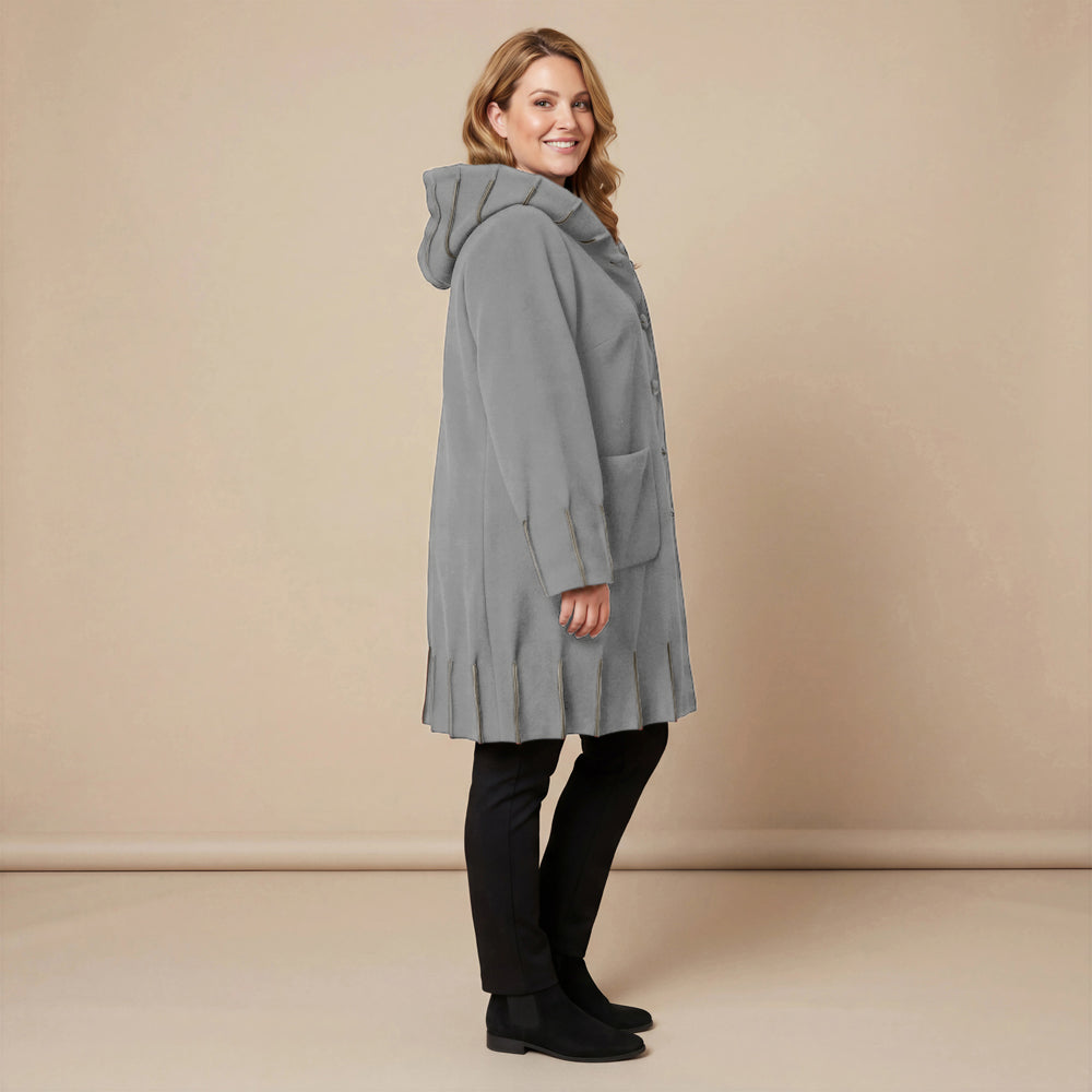 Jas van fleece met capuchonkraag & contrastnaden | Boris Industries