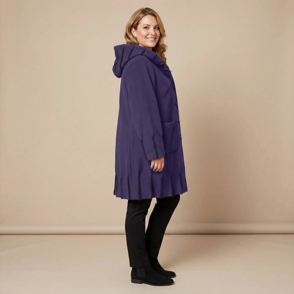 Jas van fleece met capuchonkraag & contrastnaden | Boris Industries