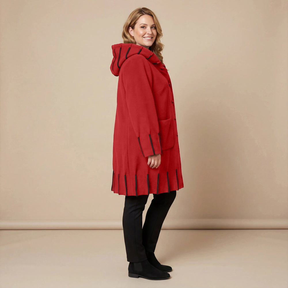 Jas van fleece met capuchonkraag & contrastnaden | Boris Industries