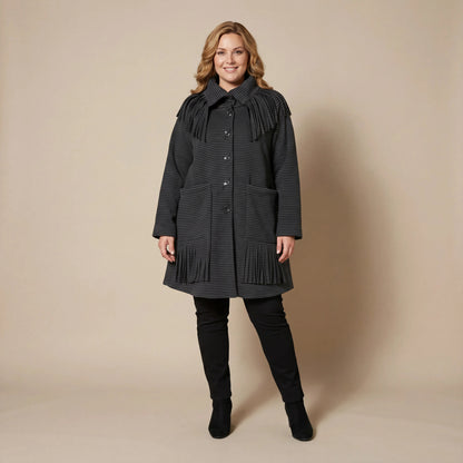 Jas van fleece met franje-kraag, knielang – Boris Industries