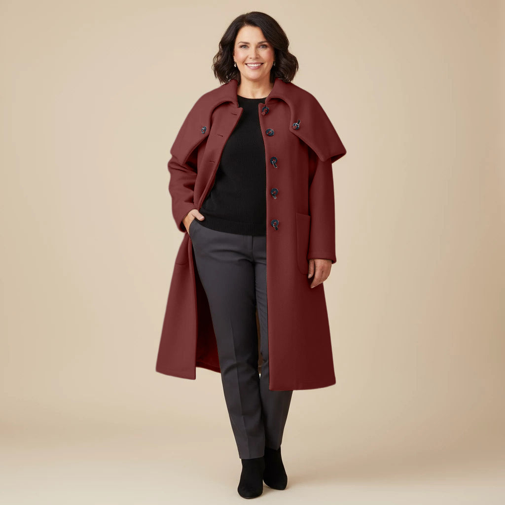 A-lijn jas van dikke fleece met vouwkraag – Boris Industries