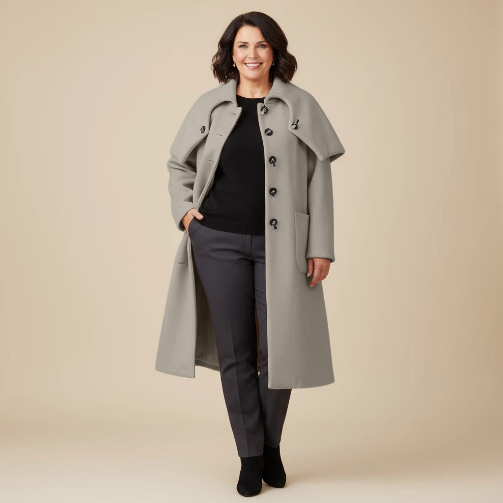 A-lijn jas van dikke fleece met vouwkraag – Boris Industries