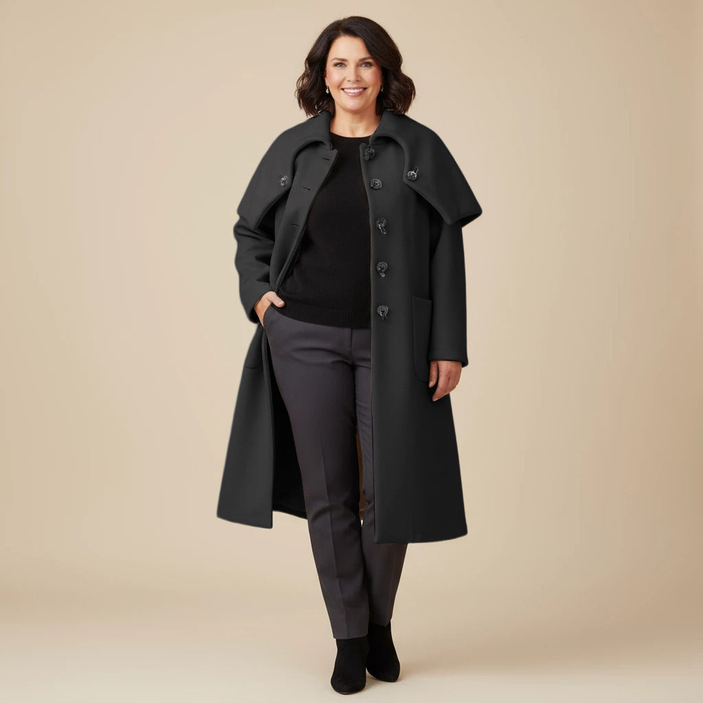 A-lijn jas van dikke fleece met vouwkraag – Boris Industries