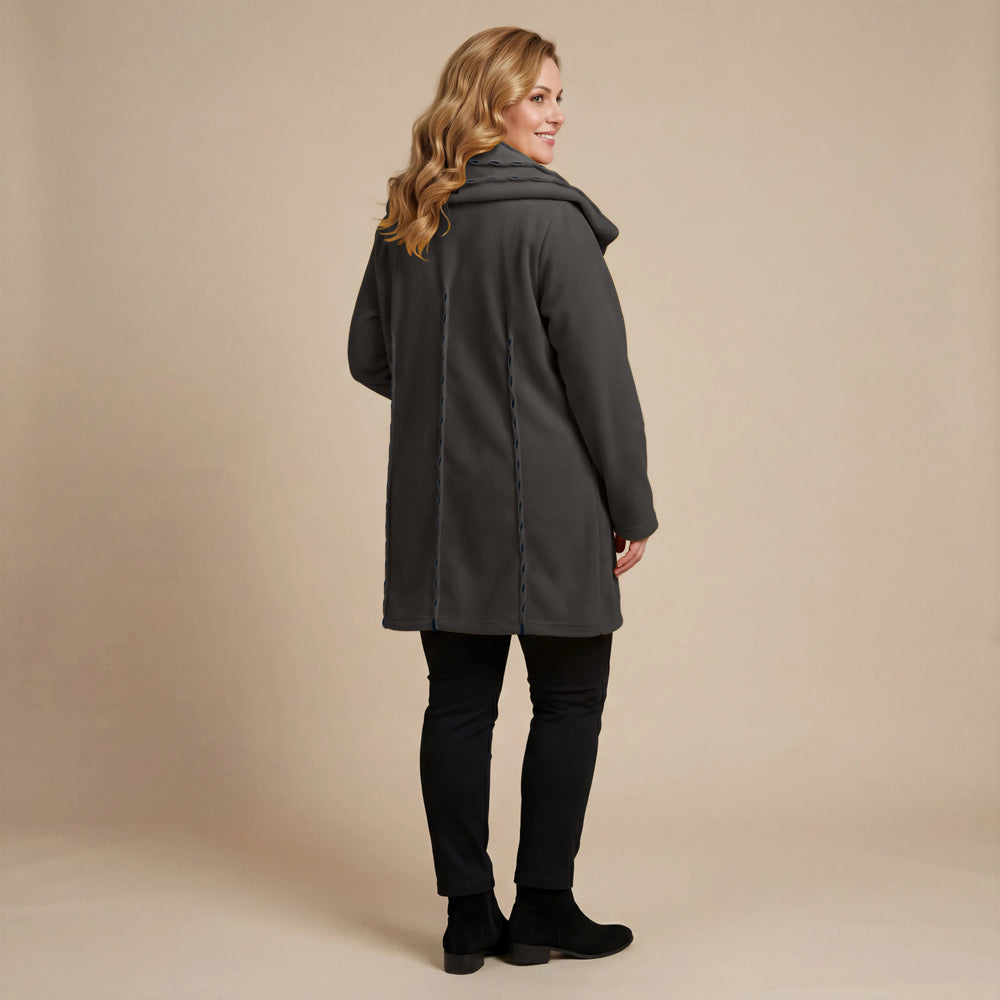 Jas 3/4 fleece met steekdetail en grote kraag – Boris Industries