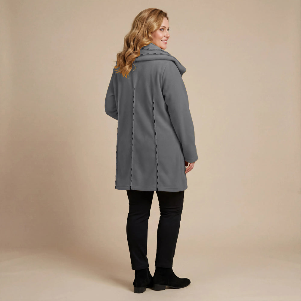 Jas 3/4 fleece met steekdetail en grote kraag – Boris Industries