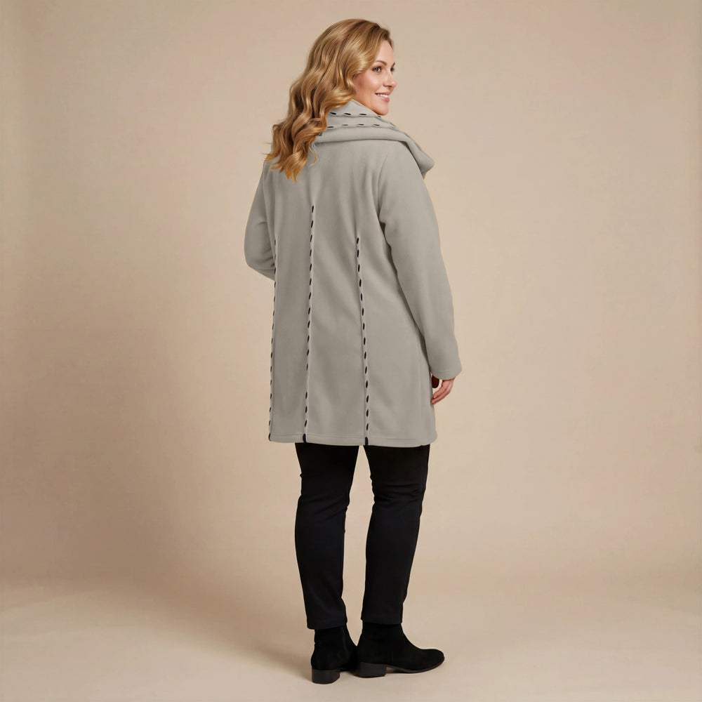 Jas 3/4 fleece met steekdetail en grote kraag – Boris Industries