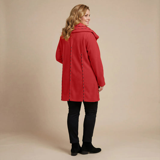 Jas 3/4 fleece met steekdetail en grote kraag – Boris Industries