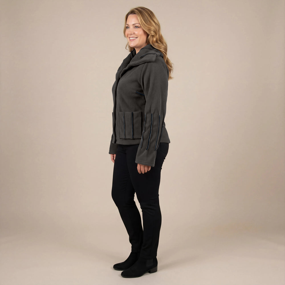 Boris Industries Giacca in Fleece con Cuciture Colorate