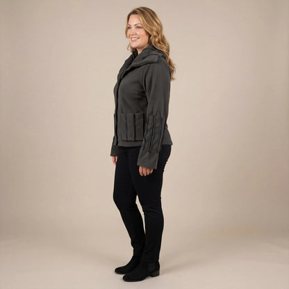 Boris Industries Giacca in Fleece con Cuciture Colorate