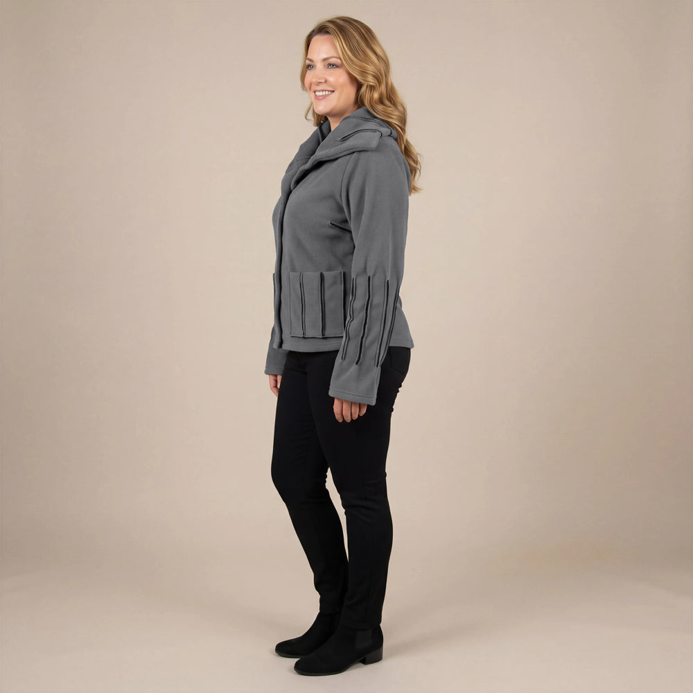 Boris Industries Giacca in Fleece con Cuciture Colorate