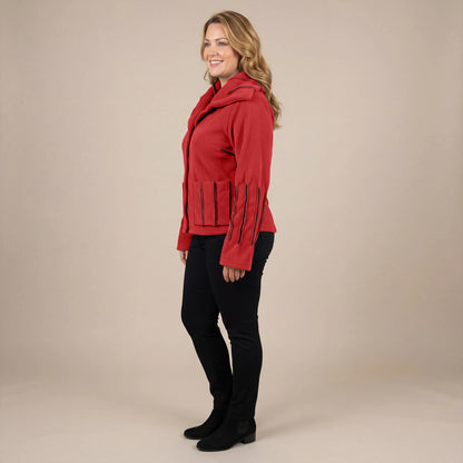 Boris Industries Giacca in Fleece con Cuciture Colorate