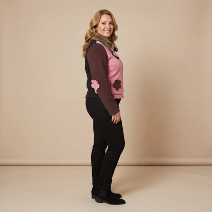 Fleece jasje met bontkraag en patchwork – Boris Industries