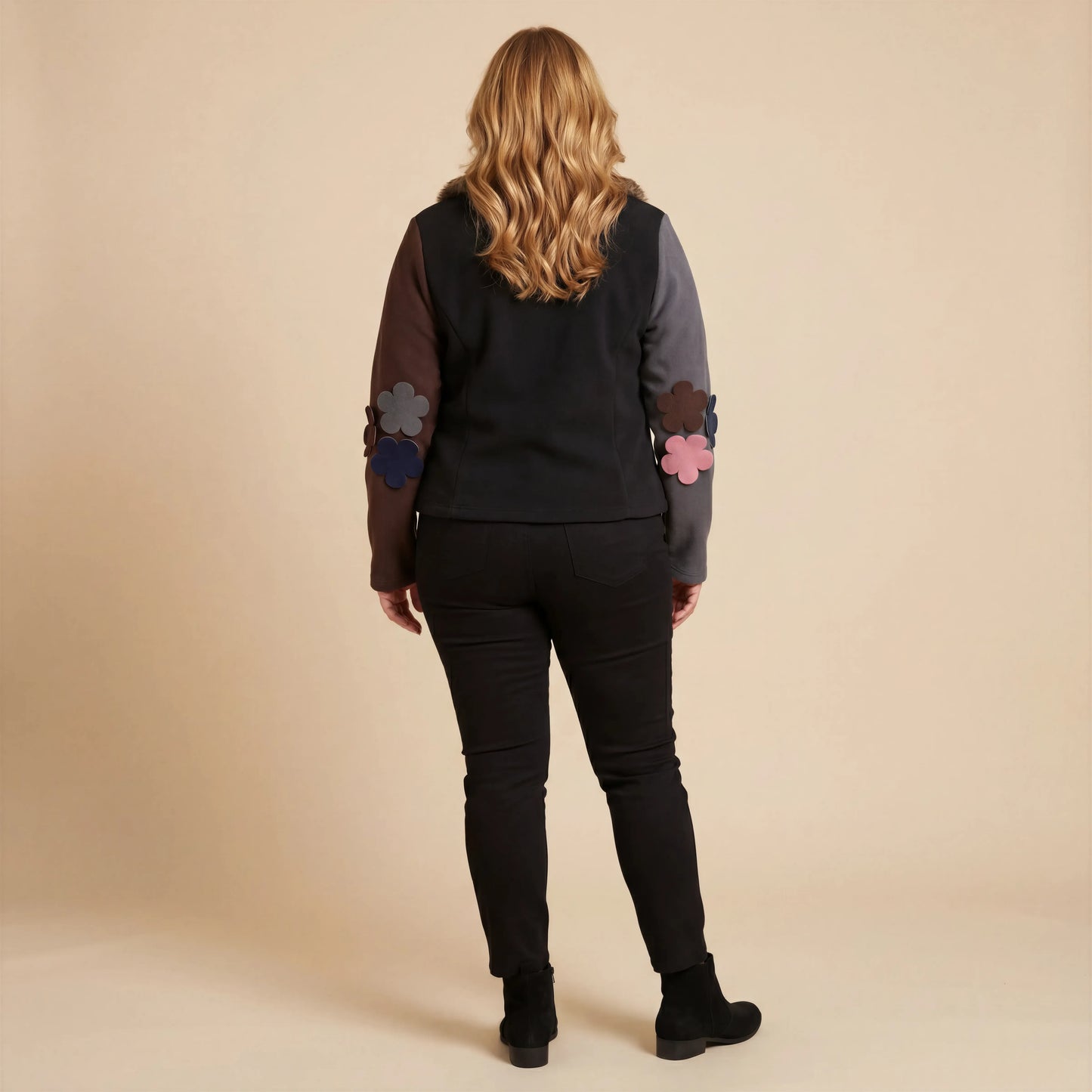 Fleece jasje met bontkraag en patchwork – Boris Industries