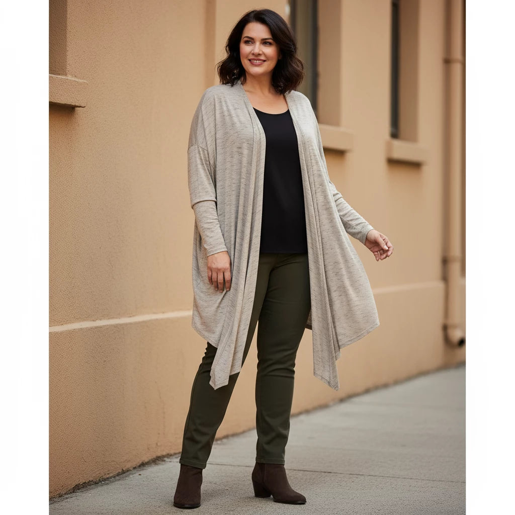 Losvallend Vest Met Lange Punten In Gemêleerde Stof – Boris Industries