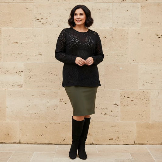 Aangesloten Shirt Met Opengewerkte Structuur – Boris Industries