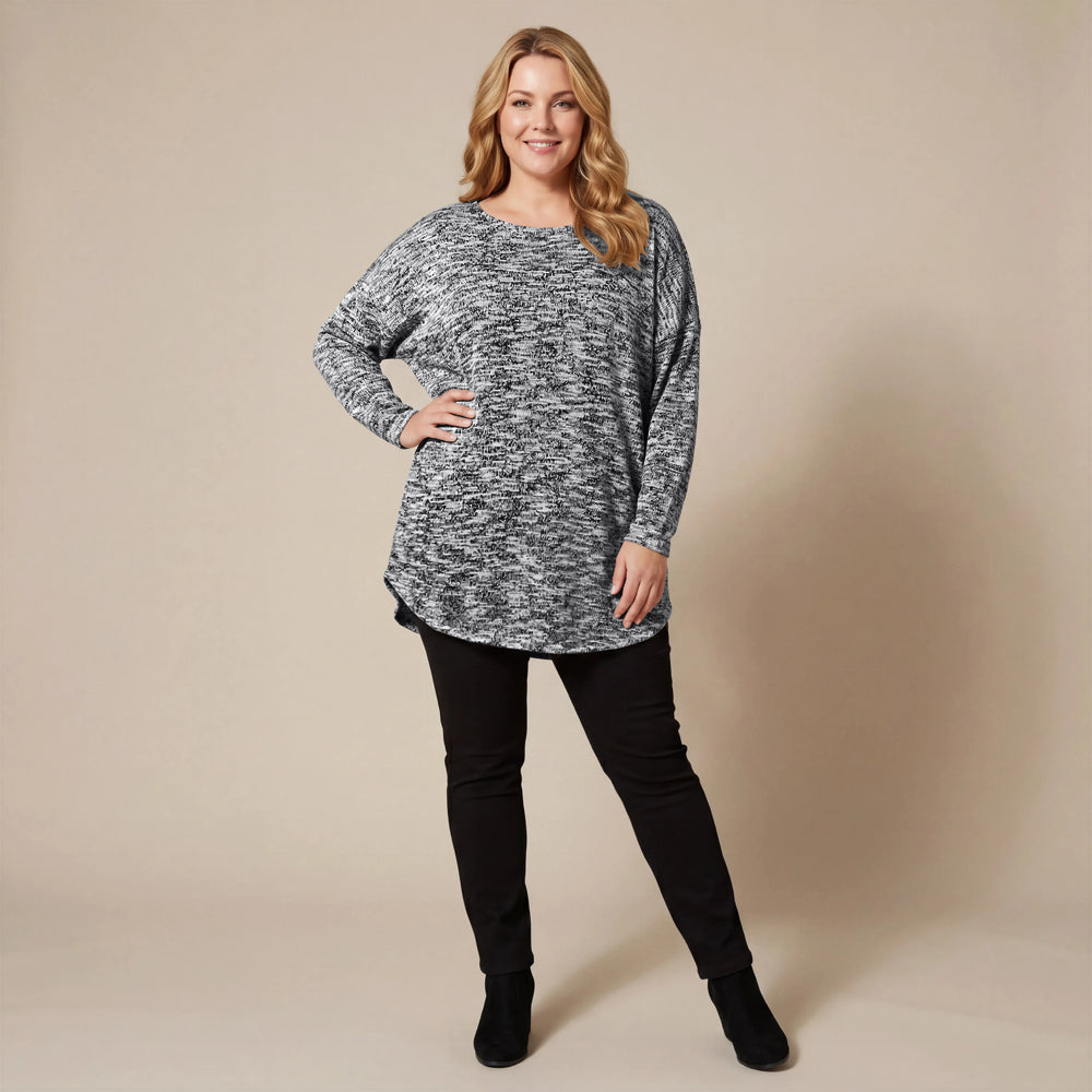 Boris Industries Pull Large Noir-Blanc Mélangé