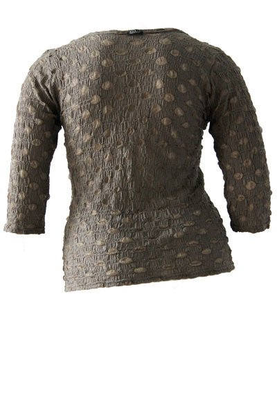 Boris Industries shirt met 3/4 mouwen van mesh en balletjesmotief, elegant en comfortabel voor alledaagse stijl.