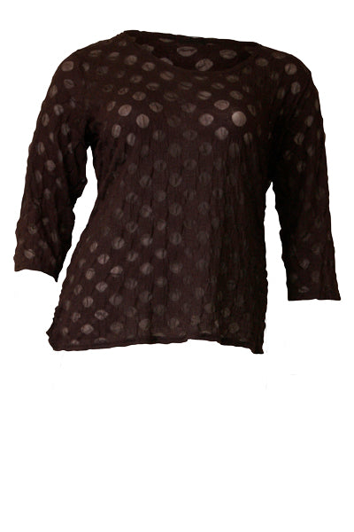 Boris Industries shirt met 3/4 mouwen van mesh en balletjesmotief, elegant en comfortabel voor alledaagse stijl.