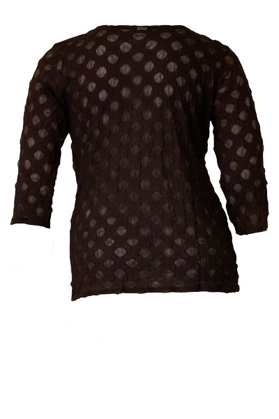 Boris Industries shirt met 3/4 mouwen van mesh en balletjesmotief, elegant en comfortabel voor alledaagse stijl.