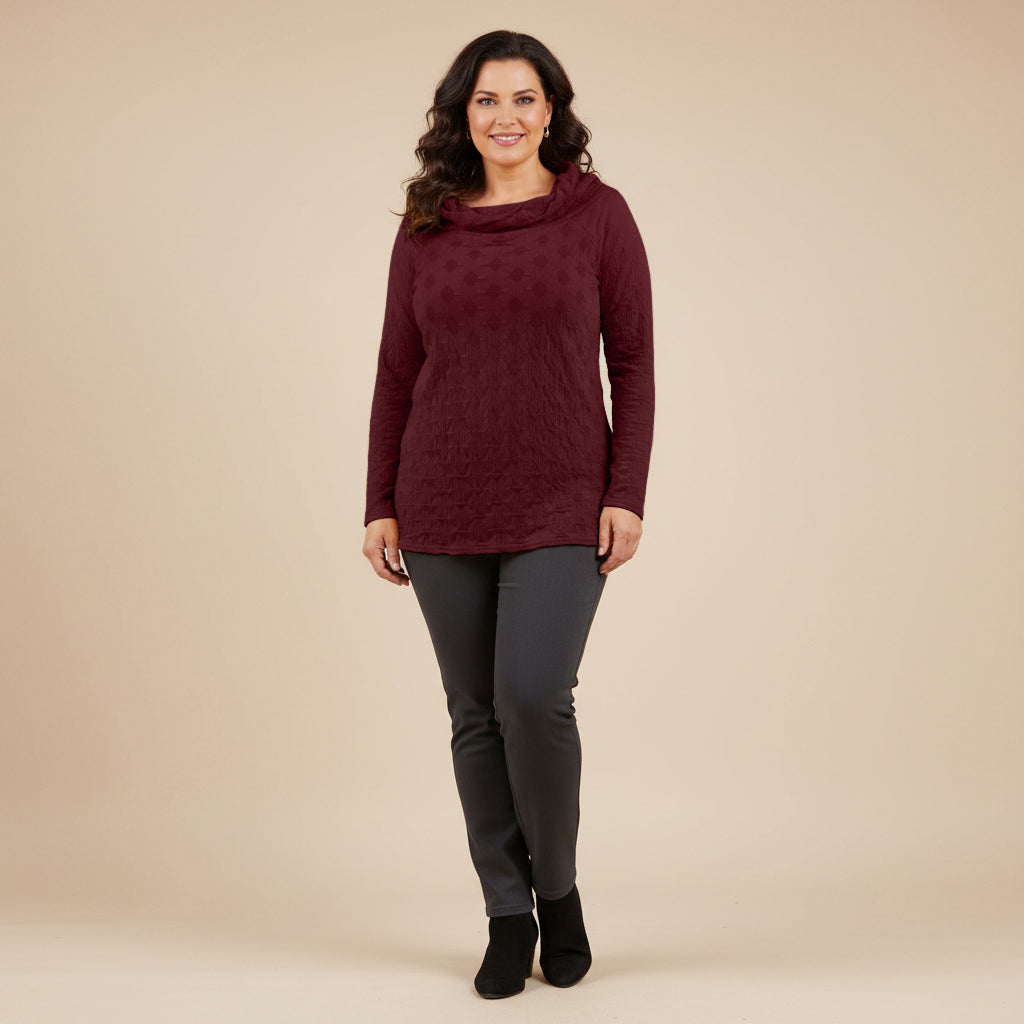 Luchtig boothals shirt met balletjesmotief – Boris Industries