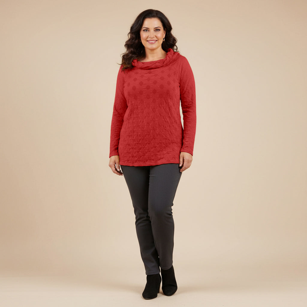 Luchtig boothals shirt met balletjesmotief – Boris Industries