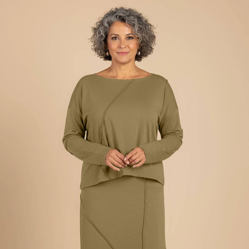 Shirt met zichtbare stiksels in stevige viscose - Boris Industries